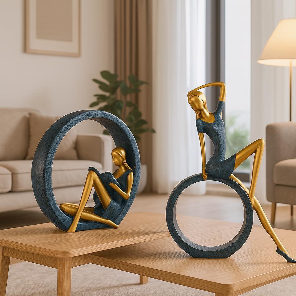Stylish Resin Girl Sculptures for Home Decor (Pack of 2)