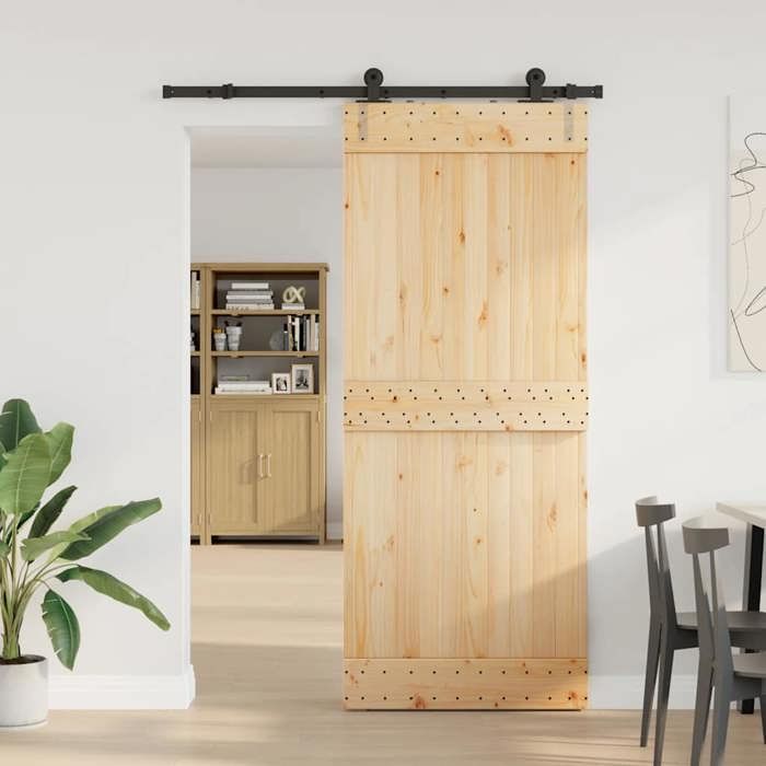 VidaXL Sliding Door and Hardware Kit 85x210 Cm Solid Pine 3332666