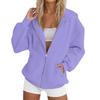 Women's Long Sleeve Solid Color Hooded Sweatshirt Jacket