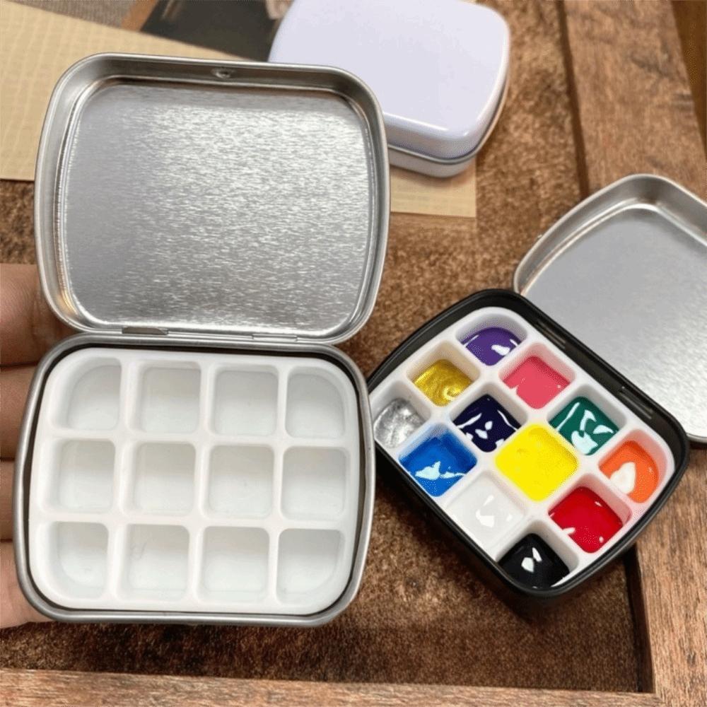 12/24 Grids Empty Watercolor Tin Box Portable Watercolor Paint Palette Paint Box  Art Supplies