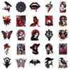50 Horror Gothic Demon Stickers In Dark Red and Black Punk Style for Halloween Party Decoration.