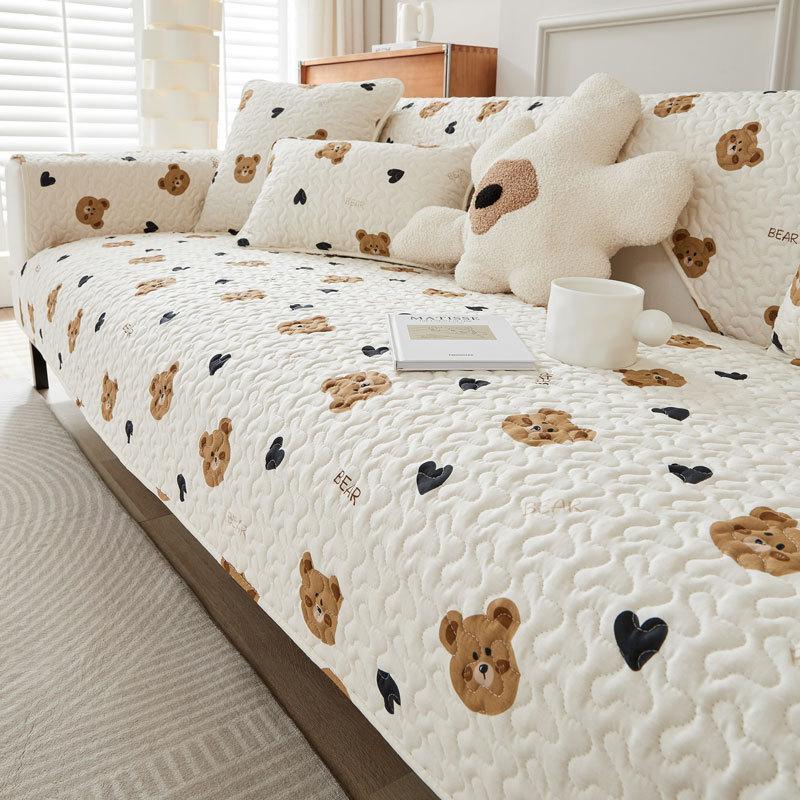 Pure Cotton Sofa Cushion Universal In All Seasons, Cotton Fabric Non-Slip Seat Cushion Cover Cloth, Simple Modern Sofa Cover Towel Seat Cushion