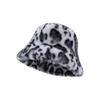 Faux Fur Plush Fisherman Hat Leopard Print Panama Hat Cozy Fluffy Fur Hat  For Women Girls