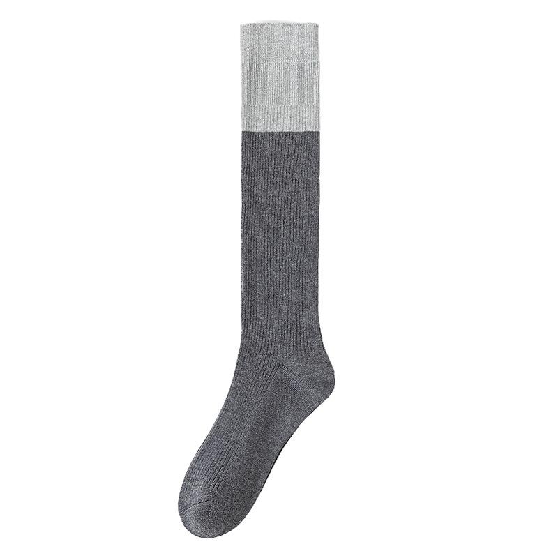 

Women s Non-Slip Color Block Long Calf Socks - Black Over-the-Knee for Autumn/Winter One Size (US 5-8)