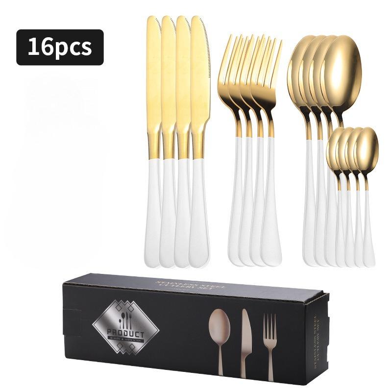 1010 Knives Forks and Spoons Tableware 16-piece Set Western Food Simple Steak Knives Forks and Spoons Gift Box Set
