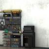Tool Chest 2 in 1 Metal Tool Cabinet Storage Box with 5 Drawers Pegboard Wheels 60x28x104.5cm Black