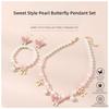 Pink Pearl Beaded Necklace Hand Chain Sweet Style Ear Pendants  Children's