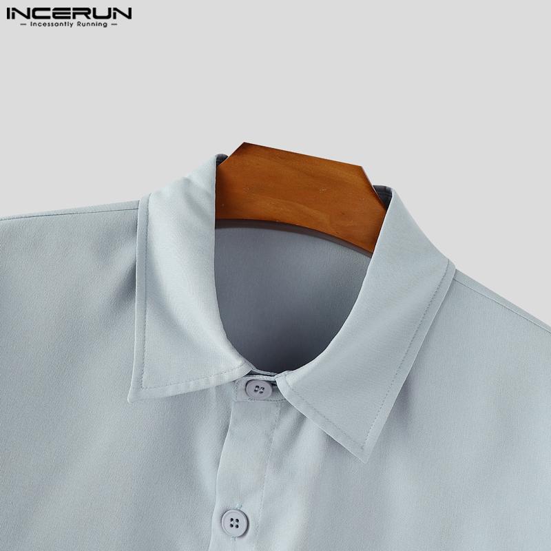 INCERUN Oversized Men Lapel Neck Long Sleeve Embroidery Casual Shirts Tops