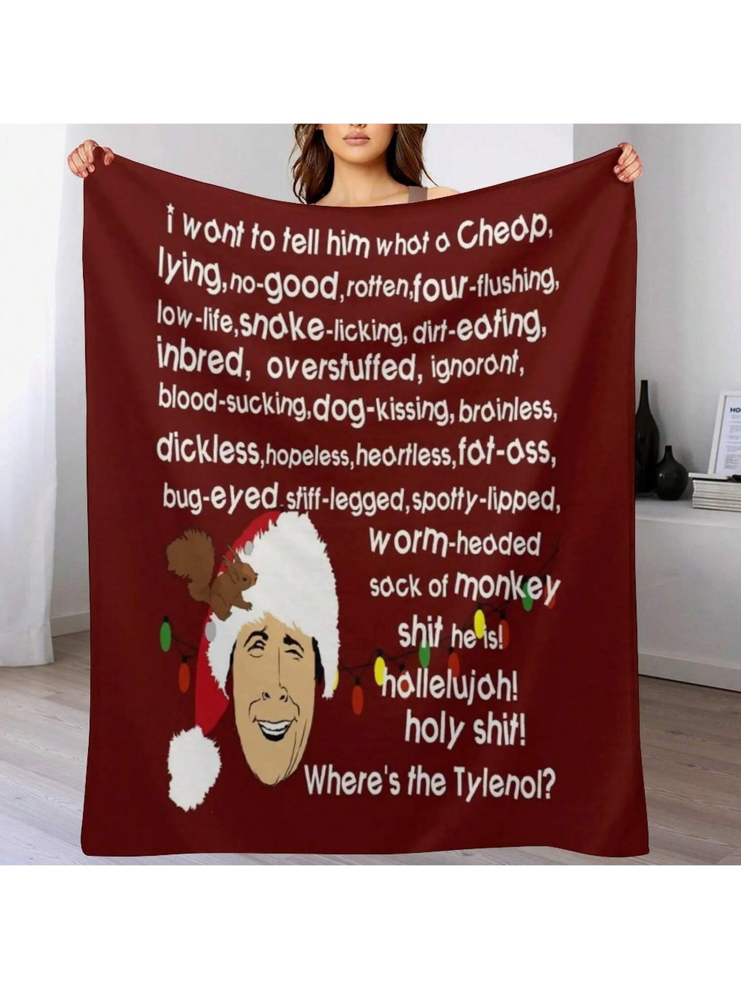 

Clark Griswold Rant Throw Blanket Plaid On The Sofa Hair Stuffeds Sleeping Bag Blankets 75X95CM сірий колір