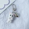 Flocking Cat Heart Keychain Lovely Decorations Keyring Ornament Backpack Handbag Charm Pendant Gift for Girls Women