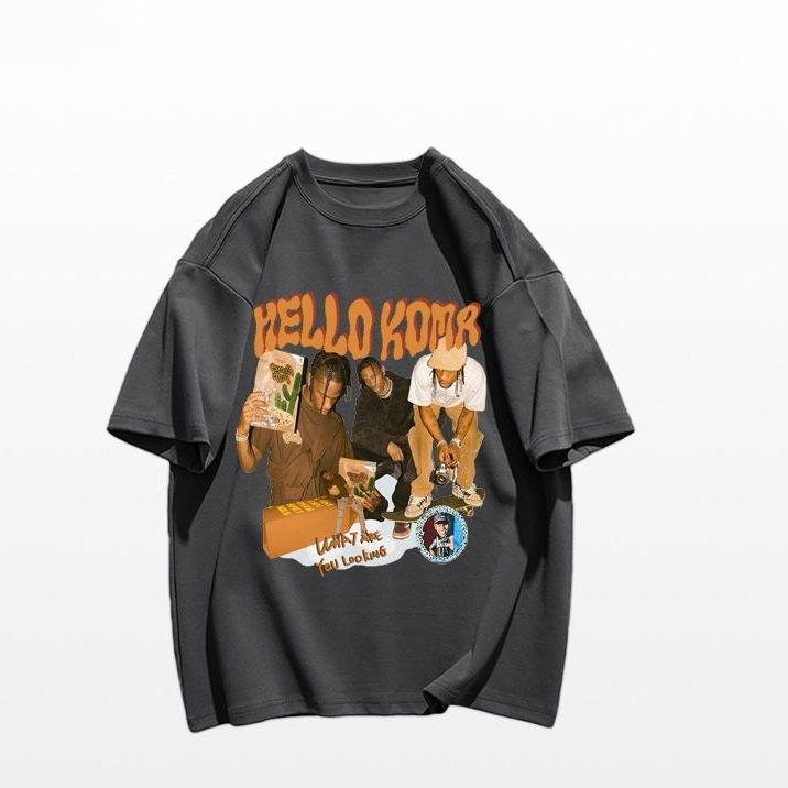 

American Hip-hop Street Short-sleeved T-shirt for Men s Summer New Loose Half-sleeved Trendy High Street T-shirt 4XL