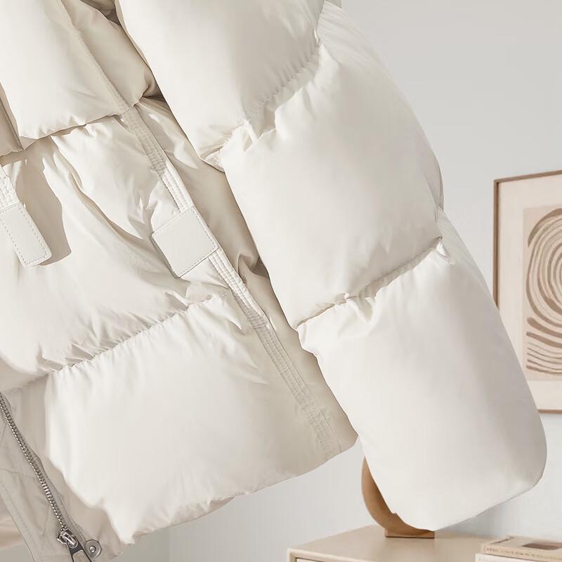 Damen Kapuzen-Pufferjacke mit lockerem Schnitt, 90% Entendaunen