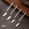 500pcs Disposable Transparent Tasting Spoon Lightweight Disposable Wrapped Spoon  Birthday Party