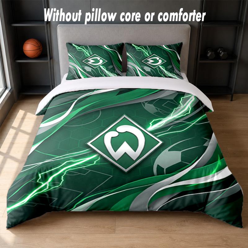 Werder Bremen Football Design Bed Bedding Set 1 Duvet Cover + 2 Pillowcases Soft Breathable Household Bed Linens
