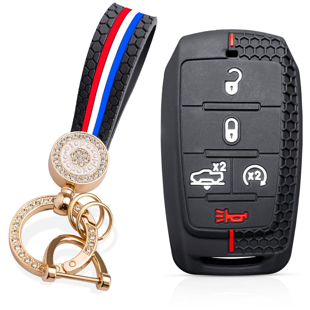 Copri guscio in silicone per chiave auto per Dodge RAM 1500 Limited LongHorn 2019 2020 Guscio chiave a 5 pulsanti Portachiavi Accessori