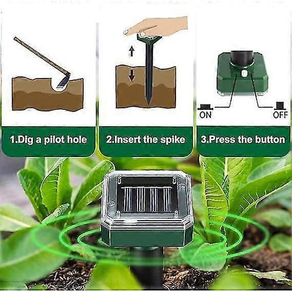 Solar Mole Repellent 4 Pack Easy To Use Waterproof Gopher Scarer Ultrasonic Groundhog Repeller Outdoor Rat Deterrent yyds