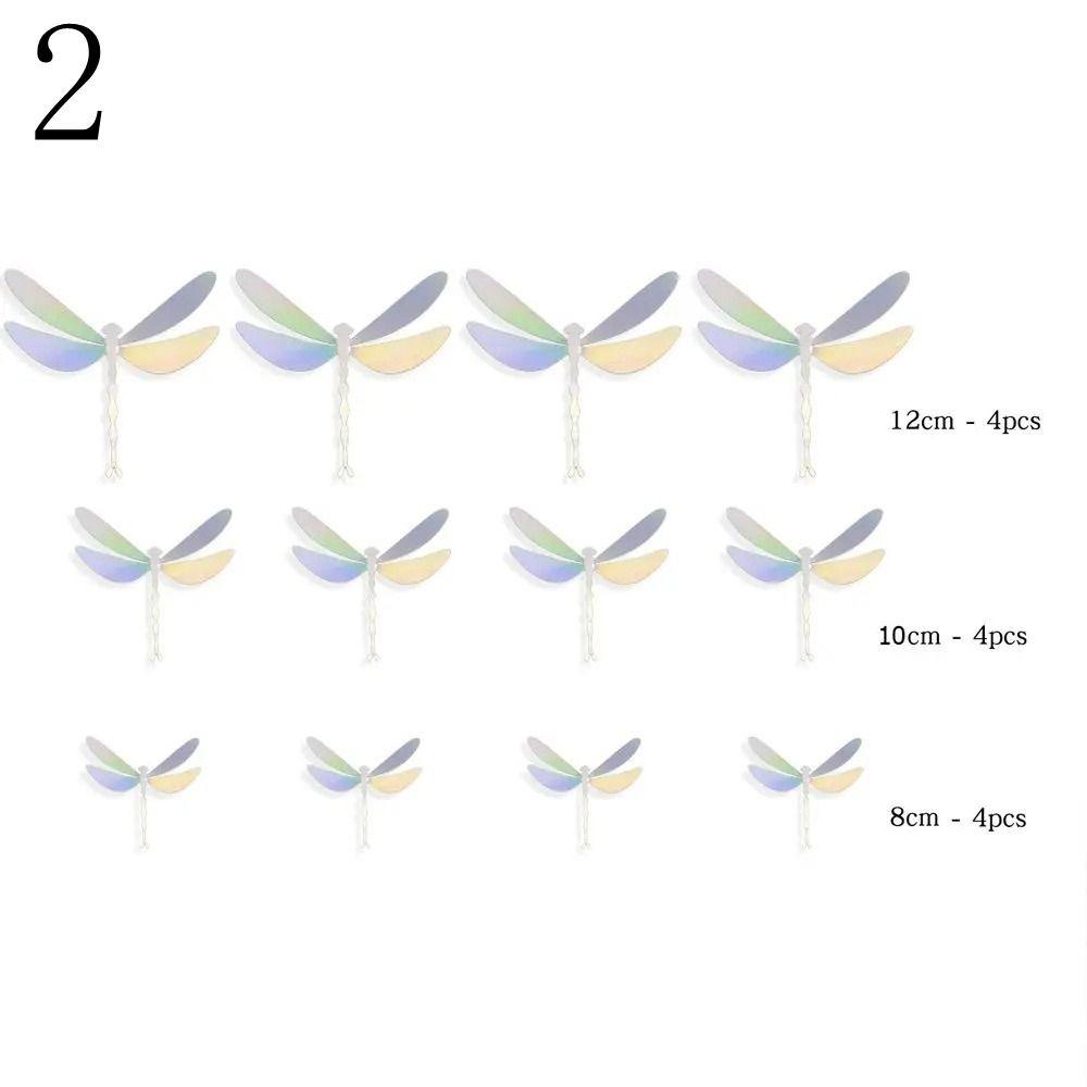 12PCS 3D Imitation Dragonfly Wall Sticker Wedding Party Decoration PVC Metal Texture Gold Silver Butterfly Wall Stickers