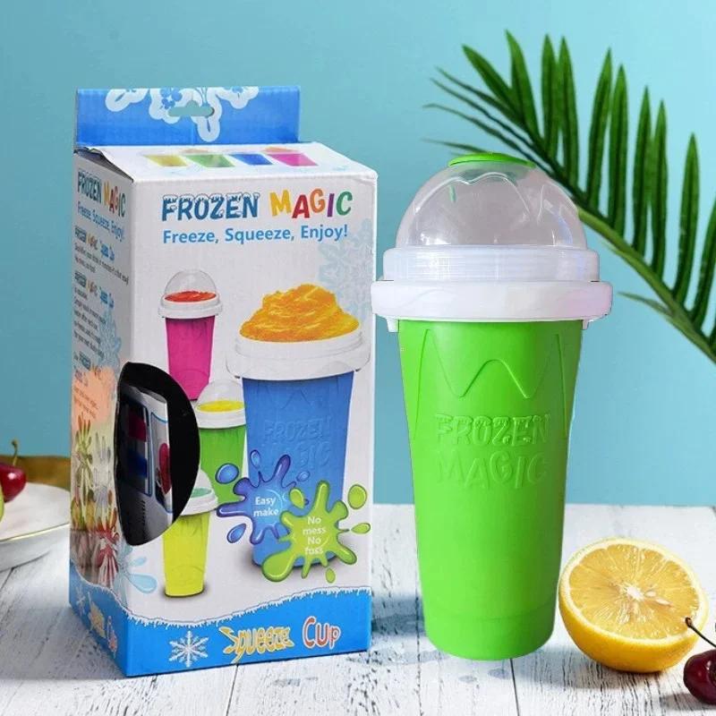300ML Quick-Frozen Slushy Maker Cup Summer Pinch Cups for Homemade Smoothies Juice Ice Cream Summer Squeeze Beker Kitchen Tool