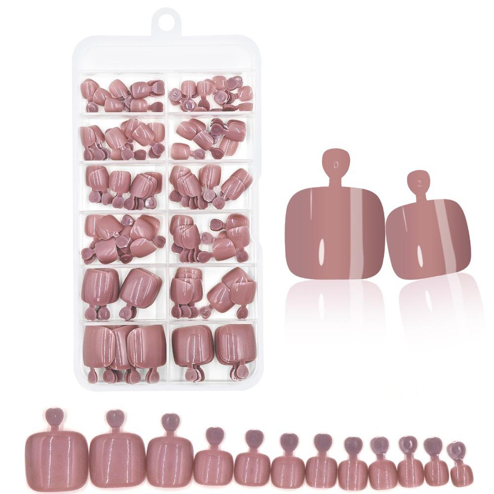 120Pcs Glossy Women Fake Toe Nails Nude Toe Nail Tips New Fake Toenails