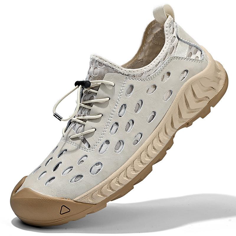 

Summer outdoor mesh shoes men s breathable casual hiking shoes men s thick soles 46 білий