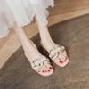 Korean Version of Women's Shoes 2025 New Fashion Soft Leather Slippers Summer Wear Non-slip Soft Bottom One Word Flat Bottom Sandals Ins