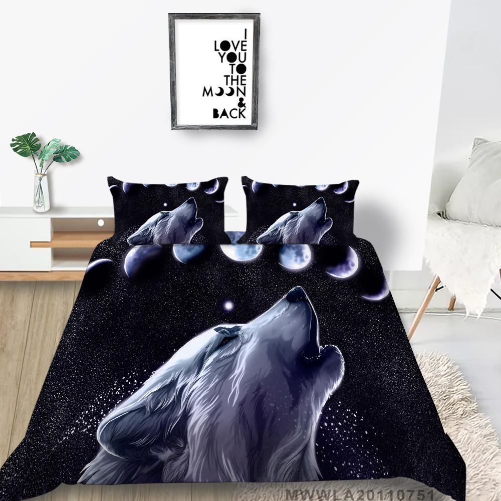 2023 New Style 3D Luxury Style 2/3PCS Bedding Suit Bed Comfortable Duvet Cover Set Wolf Printed Home Textiles Polyester Boy Gift