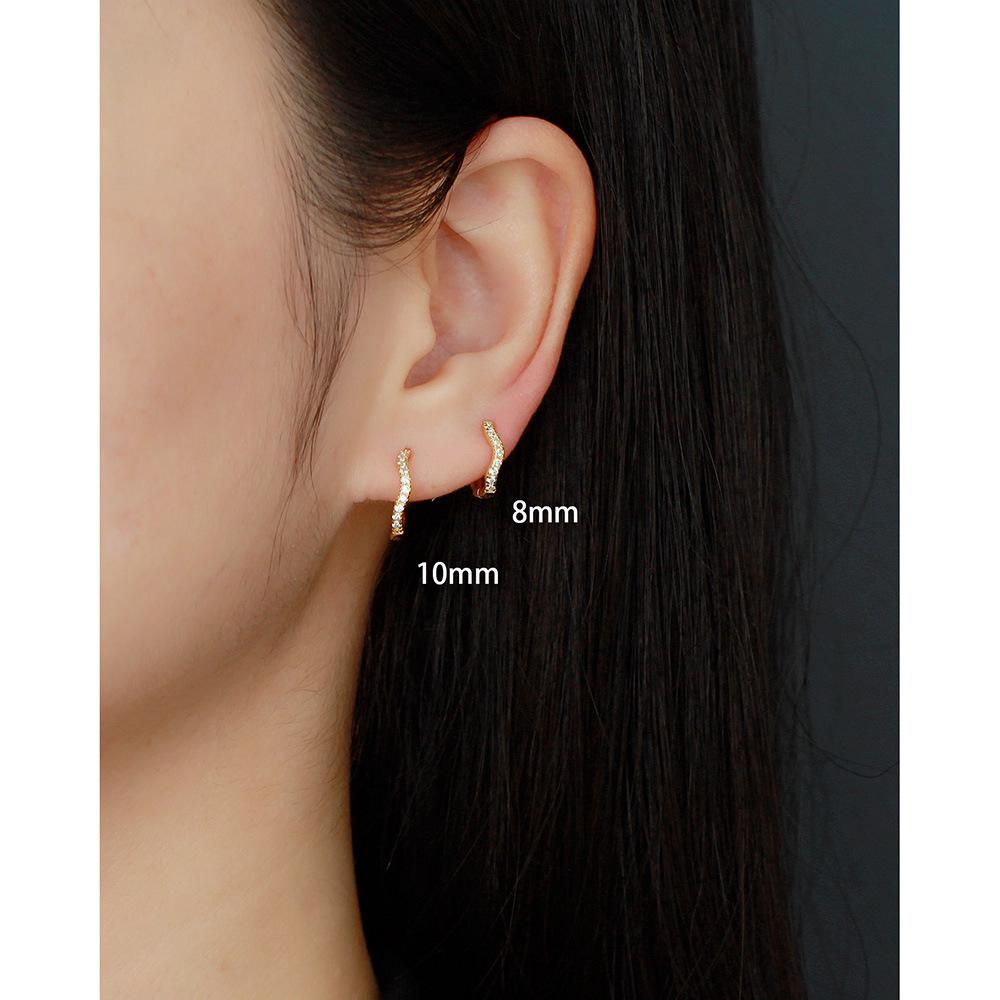 Sterling Silver Wave Ear Cuff with Diamonds - Elegant Stackable Women's Earrings