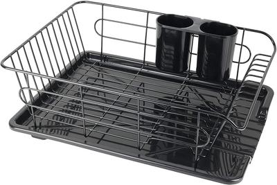 Pearl Metal Dish Drainer with Draining Tray, Horizontal Type, Black, Ardeo HB-3467