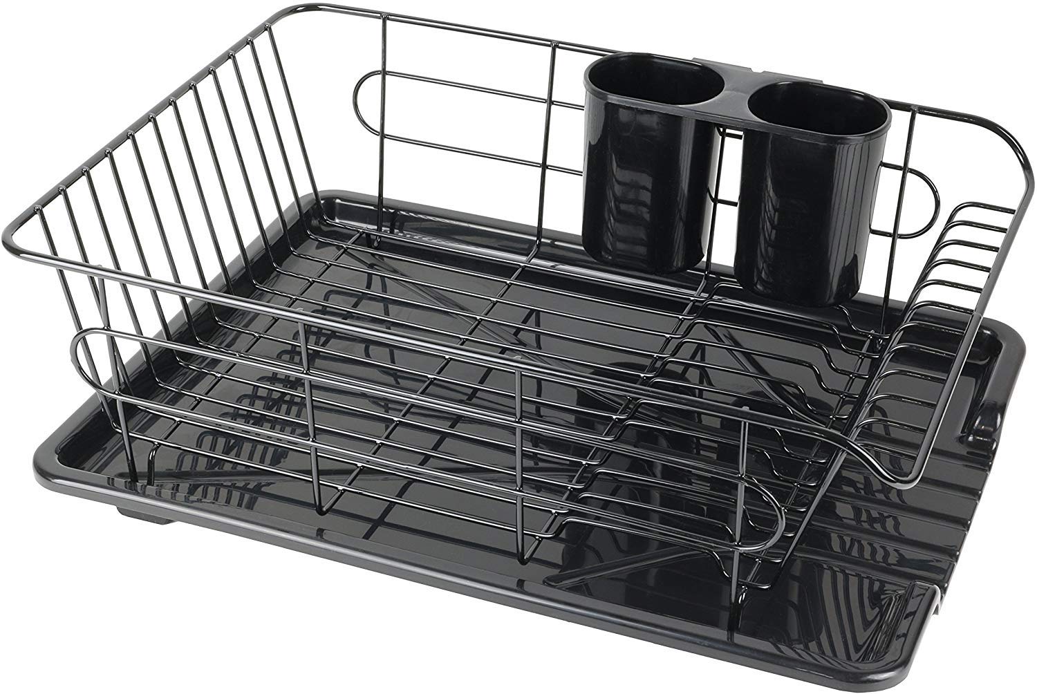 

Pearl Metal Dish Drainer with Draining Tray, Horizontal Type, Black, Ardeo HB-3467