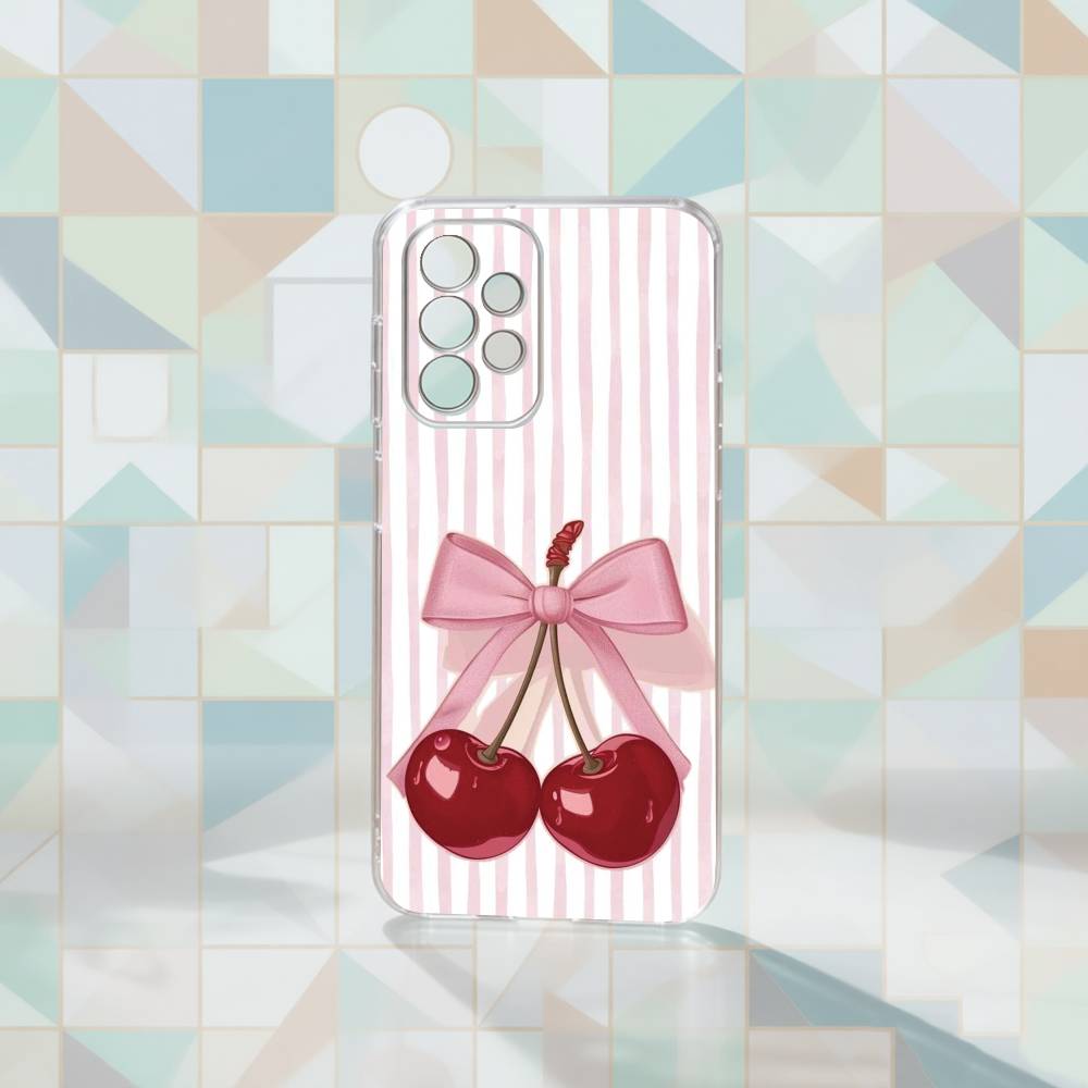 Cute cherry Phone Case Transparent Silicone Soft For Samsung S25,S24,S21,S22,S23,S30,Ultra,S20,Plus,Fe Samsung S25