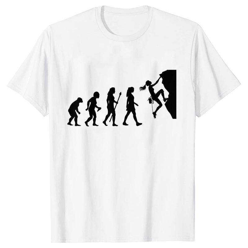 Evolution of Climbing T-shirts for Women Clothes Funny Tops T Shirt Female T-Shirt Gifts for Rock Climbers Short Sleeve Tees