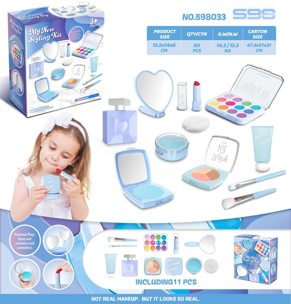 Girl Children Simulation Cosmetics Princess Makeup Lipstick Nail Play House Toy Set (Non-Smear)