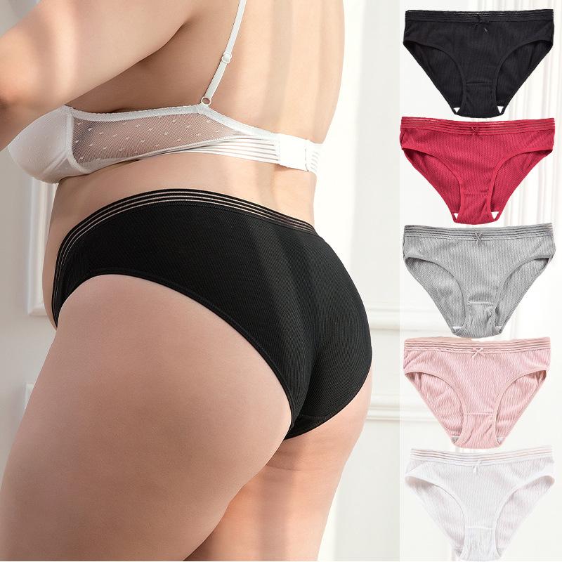 CFSC Women's Large Size Underwear Solid Color Print Underwear