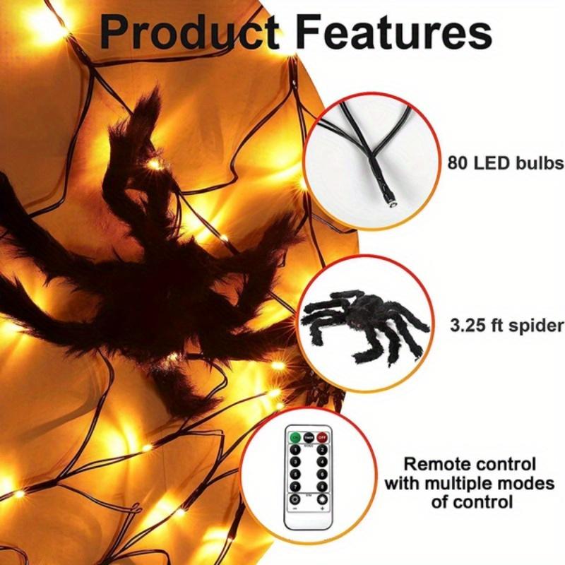 1pcs Spider Web Lights Purple Web Lights with Remote Control,Spider Web Decoration for Home Garden Indoor Outdoor Scary Theme