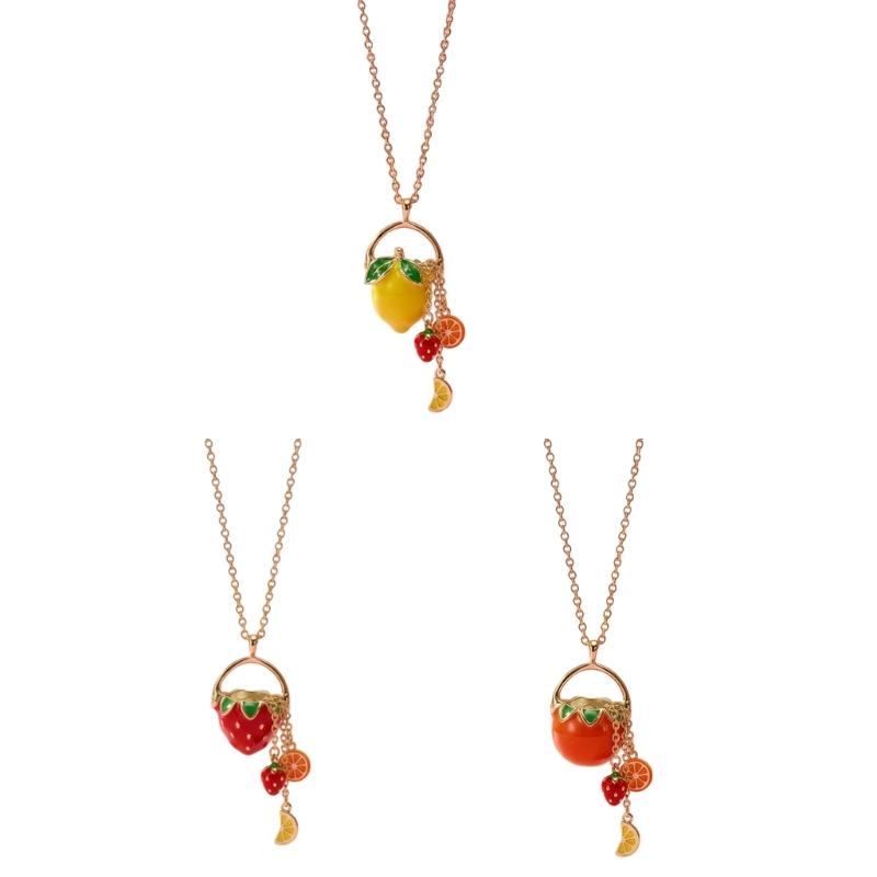Elegant Collarbone Length Fruit Inspired Tassels Necklace Minimalist Style Personalized Gift for Her Special Occasion Copper Material