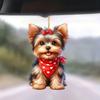 Cute Acrylic Red Scarf Puppy Pendant, Flat Car Decoration, Backpack Charm