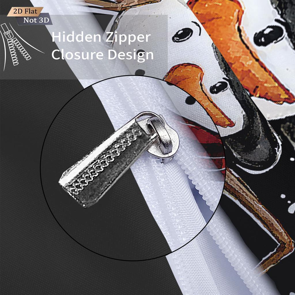 3pcs Merry Christmas Cartoon Snowman Printed Chipless Bedding Set Multi Size Bedroom Bedding Holiday Decoration Machine Washable