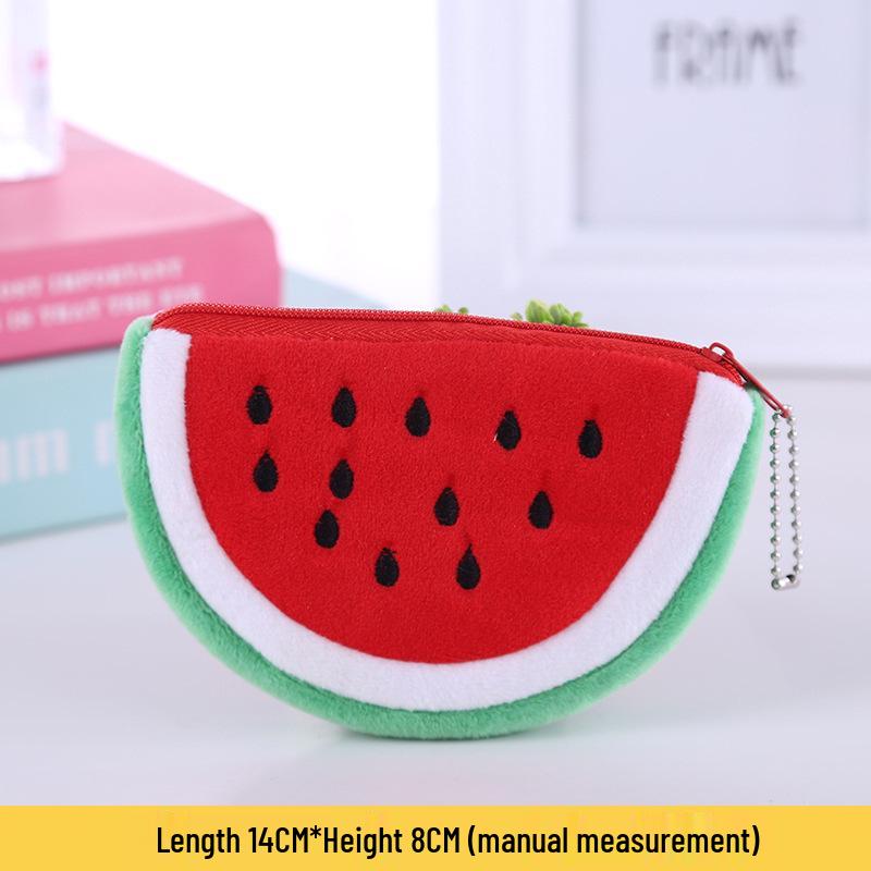 Koreaanse Cartoon Pluche Portemonneetje Sleutelhanger - Schattig Mini Watermeloen & Ananas Ontwerp