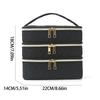 Simple And Versatile Three-Layer Makeup Bag Large Capacity Diamond Grid Toiletry Bag Portable Travel Makeup Storage