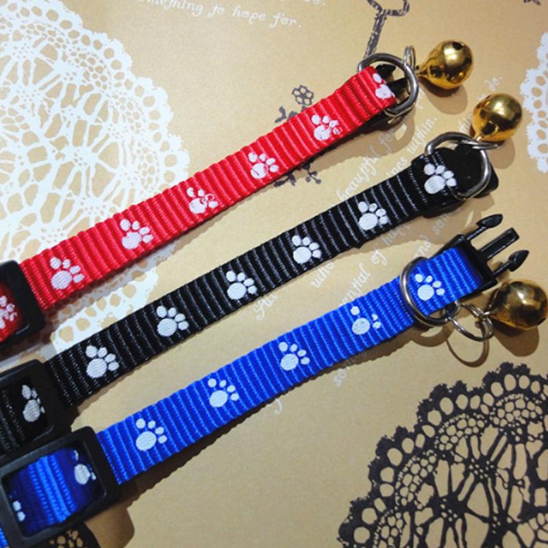 Lovely Small Footprint with Bell Pet Collar Nylon Fabric Kitten Dog Puppy