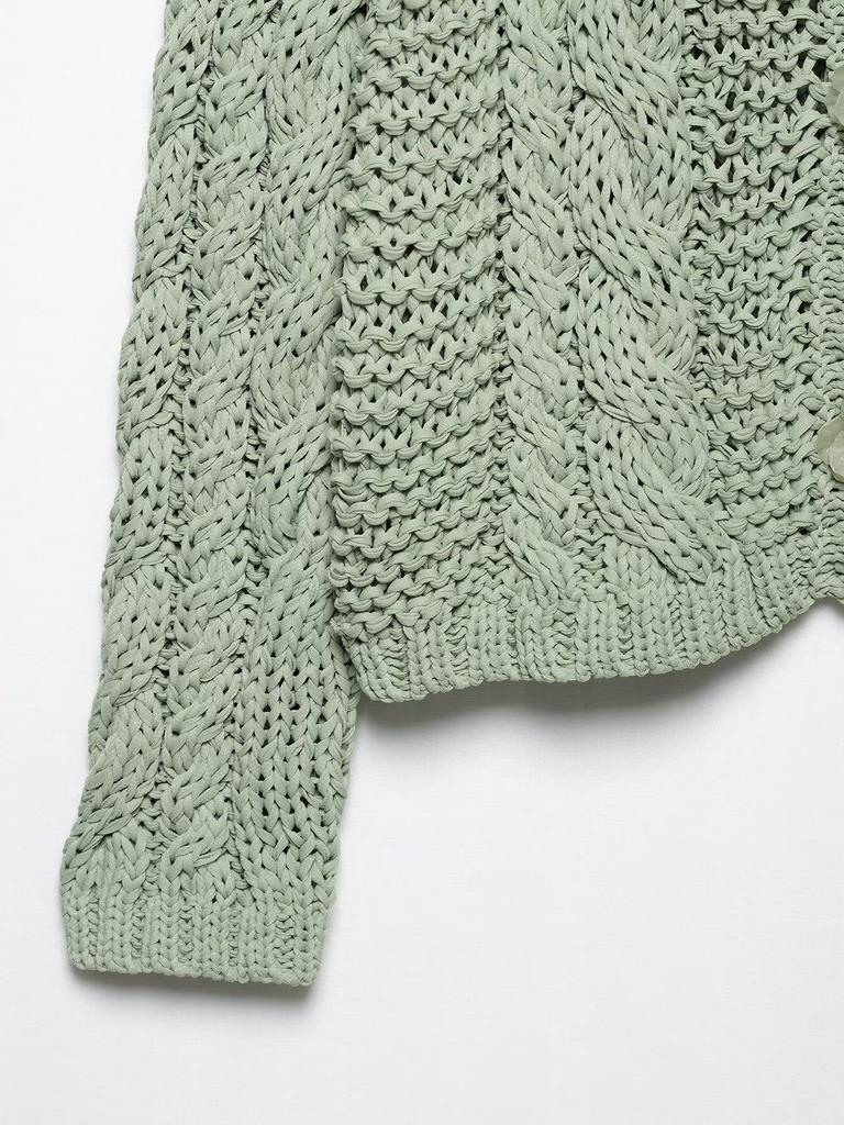 European & American Style Floral Button Women's Knit Cardigan - Soft & Cozy, Short Design for Early Spring 2025.