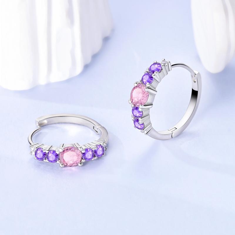 Earrings Luminous Colored Ear Loop 925 Silver Hoop Earrings Jewelry Women Purple Zircon Designer Anniversary Gift