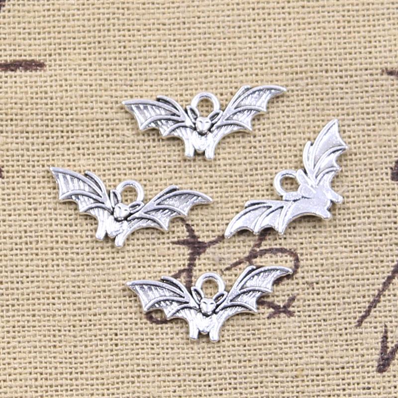 50Pcs Charms Halloween Fly Bat 9X21Mm Antique Silver Color Pendants Diy Crafts Making Findings Handmade Tibetan Jewelry