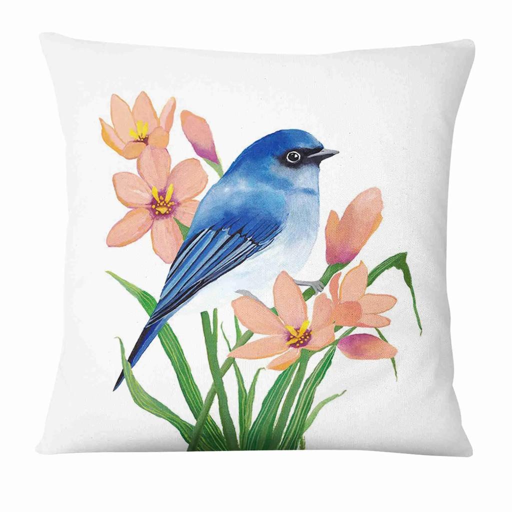 Painted Flower, Bird and Butterfly Decorative Pillowcase Living Room Office Ornaments Home Pillowcase