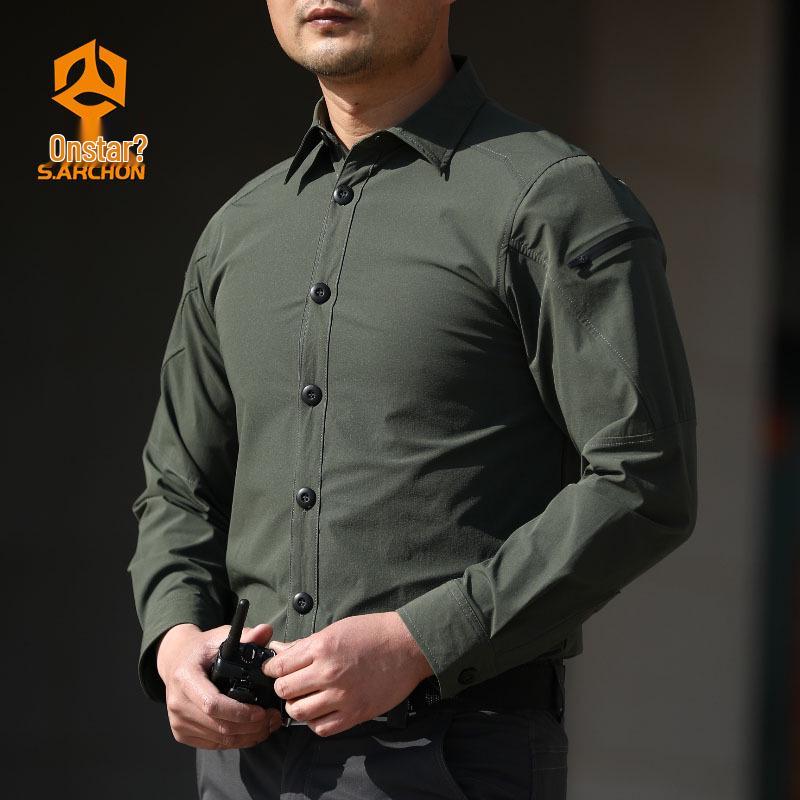 Onken Defender herr taktisk snabbtorkande, fukttransporterande långärmad skjorta för vår och höst