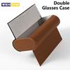 Estuche para Gafas de Cuero Sintético de 2 Capas con Cierre Magnético Soporte Resistente para Guardar 2 Pares de Gafas