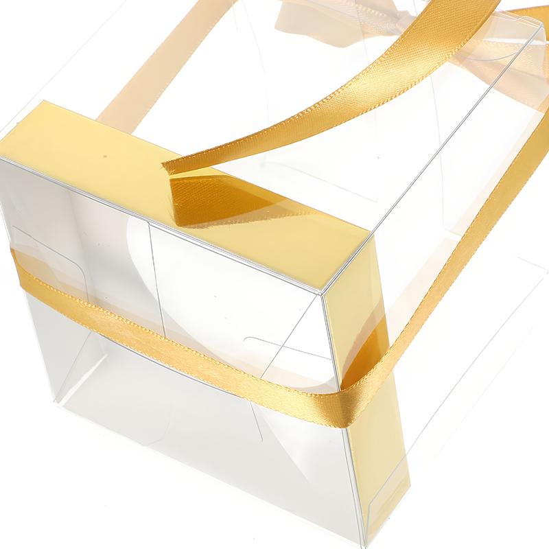 WTEMPO DIY Foldable Clear Gift Boxes with Ribbons for Wedding Favors Birthday Gifts and Festive Party Supplies Transparent Plastic Packaging Boxes