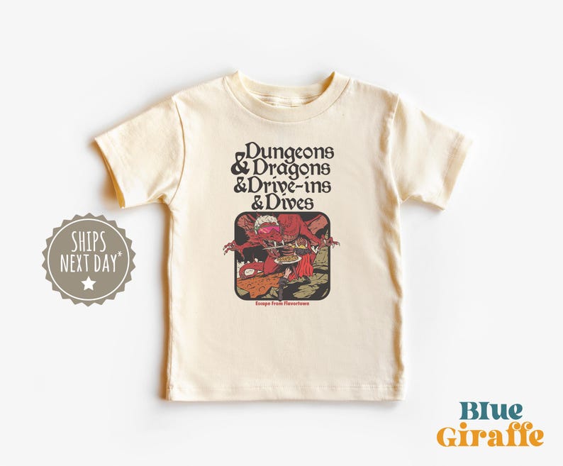 Silly Dungeon Dragon Dive ins and Dives Kids Tshirt - Funny Toddler Graphic Tee - Vintage Y2K style - Guy fieri Tshirt 140