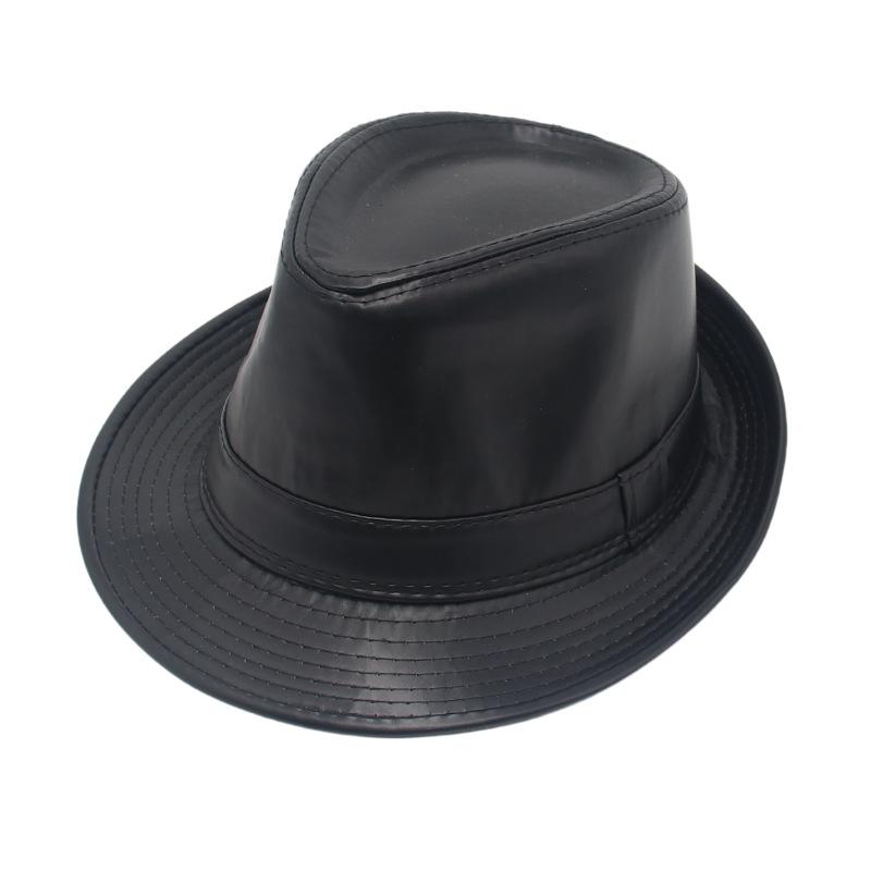 British Style Trilby Studio Props Jazz Hat Clothing Store Gentleman Hat Leather Men'S Black Top Hat