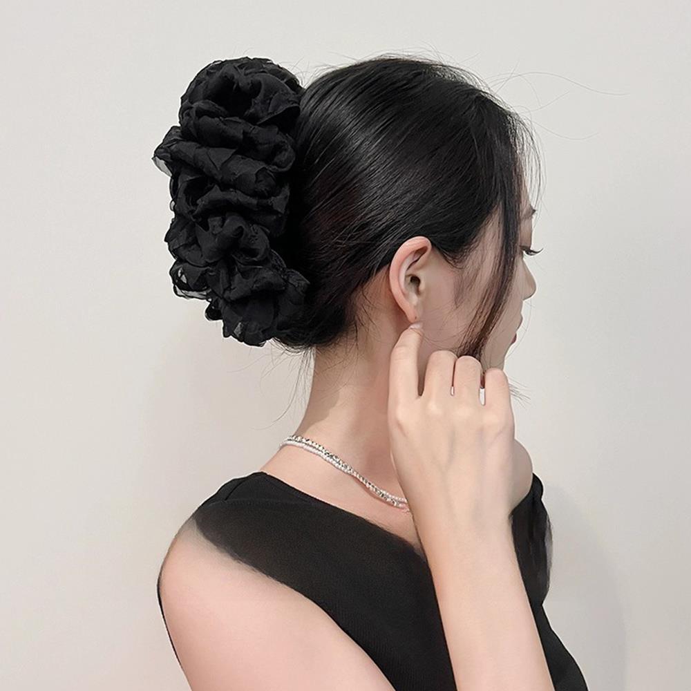 KOrean Pink Women Large Flower Hair Claw Clips For Women Elegant Back of The Hair Shark Clip ClampsTemperament Hair accessories